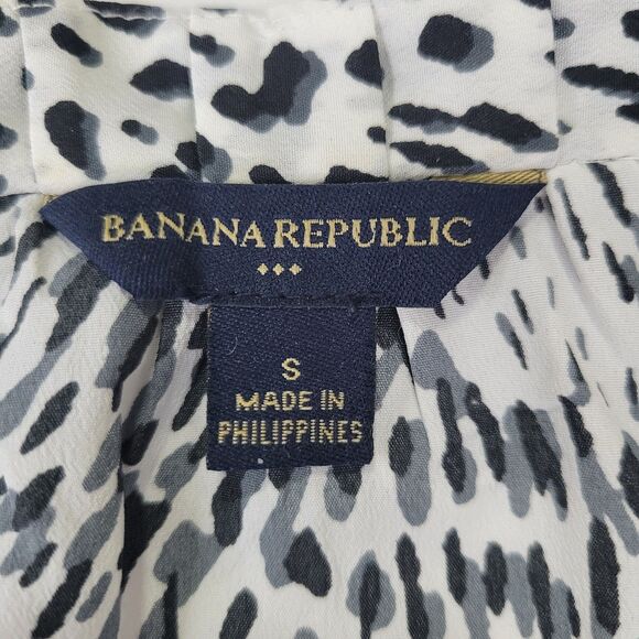 Banana Republic animal print ruffle bow sleeveless top Small - Picture 4 of 8